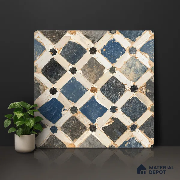 Moroccan Wall & Floor Tile TL 00901 Bogota 2 ft x 2 ft Matte Finish Moroccan Vitrified Tile - 9 mm | Please Expect a Slight Variation of Pattern | Suitable For Foyer, Balcony | Random Designs