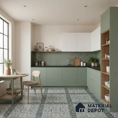 Moroccan Wall & Floor Tile TL 00902 Carpet 2 ft x 2 ft Matte Finish Vitrified Tile - 9 mm | Suitable For Kitchen, Bathroom, Dining Area | Please Expect a Slight Variation of Pattern