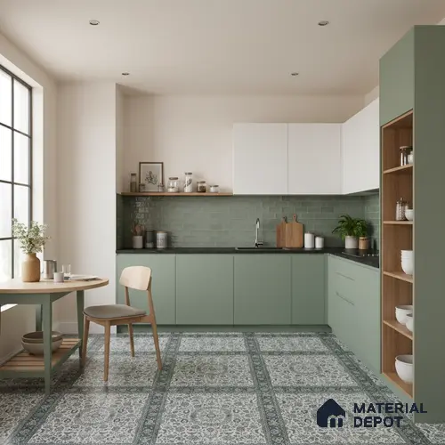 Moroccan Wall & Floor Tile TL 00902 Carpet 2 ft x 2 ft Matte Finish Vitrified Tile - 9 mm | Suitable For Kitchen, Bathroom, Dining Area | Please Expect a Slight Variation of Pattern