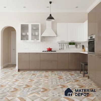 Moroccan Wall & Floor Tile TL 00905 Akota 2 ft x 2 ft Matte Finish Vitrified Tile - 9 mm | Suitable For Kitchen, Accent/Feature Wall, Dining Area | Please Expect a Slight Variation of Pattern | Random Designs