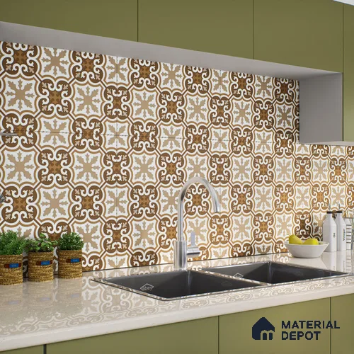 Moroccan Wall & Floor Tile TL 00907 Armeida 2 ft x 2 ft Matte Finish Vitrified Tile - 9 mm | Suitable For Kitchen, Foyer, Dining Area | Please Expect a Slight Variation of Pattern | Random Designs