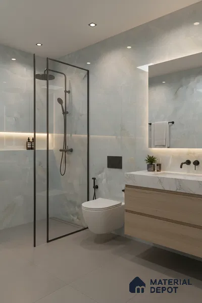 Marble Floor & Wall Tile TL 00908 Sky Onyx 4 ft x 2 ft Random Face Glossy Finish Vitrified Tile - 9 mm | Suitable For living Room, Bedroom, Bathroom | Random Designs