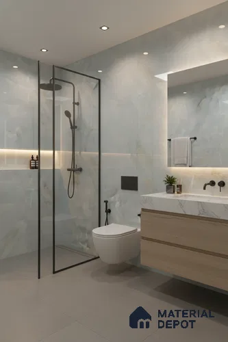 Marble Floor & Wall Tile TL 00908 Sky Onyx 4 ft x 2 ft Random Face Glossy Finish Vitrified Tile - 9 mm | Suitable For living Room, Bedroom, Bathroom | Random Designs