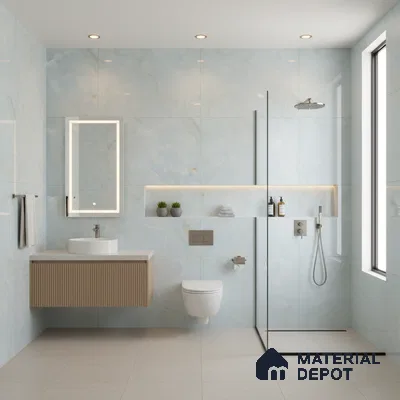 Marble Floor & Wall Tile TL 00908 Sky Onyx 4 ft x 2 ft Random Face Glossy Finish Vitrified Tile - 9 mm | Suitable For living Room, Bedroom, Bathroom | Random Designs