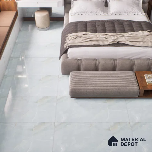 Marble Onyx Wall & Floor Tile TL 00908 Ice Blue 4 ft x 2 ft Glossy Finish Vitrified Tile - 9 mm | Random Designs | Suitable For Living Room, Bedroom, Dining