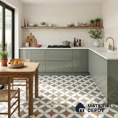 Moroccan Wall & Floor Tile TL 00909 Drift 2 ft x 2 ft Matte Finish Vitrified Tile - 9 mm | Please Expect a Slight Variation of Pattern | Suitable For Kitchen, Foyer, Dining Area | Random Designs