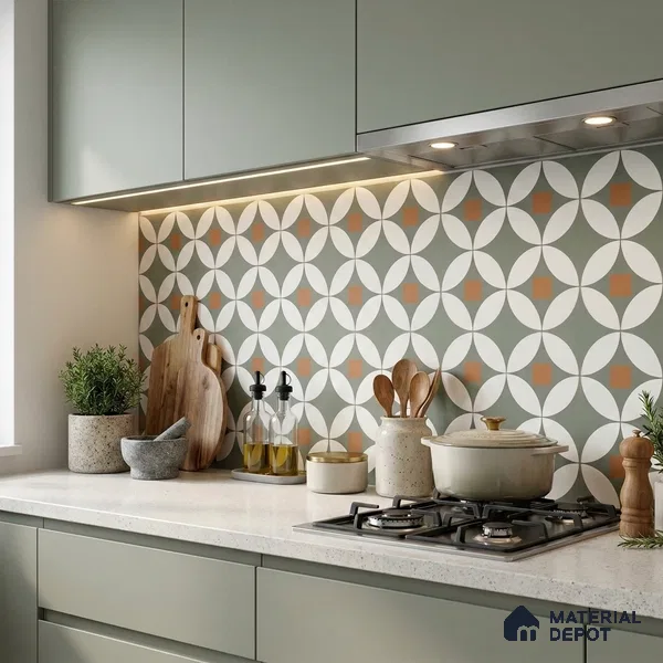 Moroccan Wall & Floor Tile TL 00909 Drift 2 ft x 2 ft Matte Finish Vitrified Tile - 9 mm | Please Expect a Slight Variation of Pattern | Suitable For Kitchen, Foyer, Dining Area | Random Designs