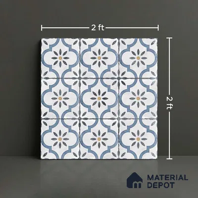 Moroccan Wall & Floor Tile TL 00910 Duster 2 ft x 2 ft Matte Finish Vitrified Tile - 9 mm | Please Expect a Slight Variation of Pattern | Suitable For Kitchen, Foyer, Balcony | Random Designs