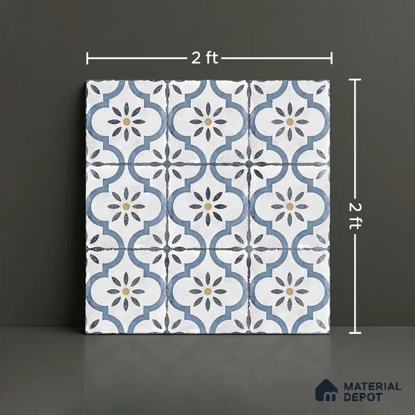 Moroccan Wall & Floor Tile TL 00910 Duster 2 ft x 2 ft Matte Finish Vitrified Tile - 9 mm | Please Expect a Slight Variation of Pattern | Suitable For Kitchen, Foyer, Balcony | Random Designs