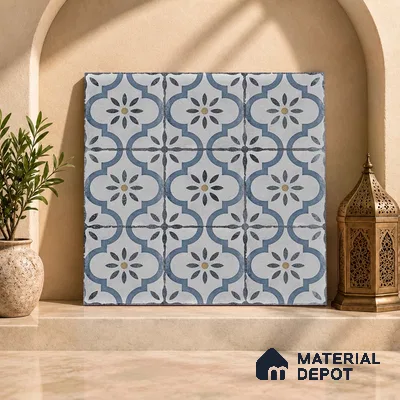 Moroccan Wall & Floor Tile TL 00910 Duster 2 ft x 2 ft Matte Finish Vitrified Tile - 9 mm | Please Expect a Slight Variation of Pattern | Suitable For Kitchen, Foyer, Balcony | Random Designs