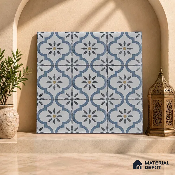 Moroccan Wall & Floor Tile TL 00910 Duster 2 ft x 2 ft Matte Finish Vitrified Tile - 9 mm | Please Expect a Slight Variation of Pattern | Suitable For Kitchen, Foyer, Balcony | Random Designs