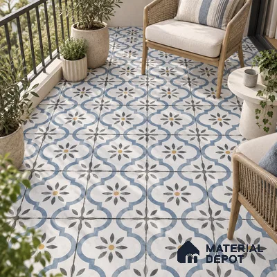 Moroccan Wall & Floor Tile TL 00910 Duster 2 ft x 2 ft Matte Finish Vitrified Tile - 9 mm | Please Expect a Slight Variation of Pattern | Suitable For Kitchen, Foyer, Balcony | Random Designs