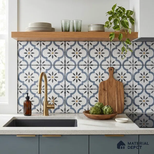 Moroccan Wall & Floor Tile TL 00910 Duster 2 ft x 2 ft Matte Finish Vitrified Tile - 9 mm | Please Expect a Slight Variation of Pattern | Suitable For Kitchen, Foyer, Balcony | Random Designs