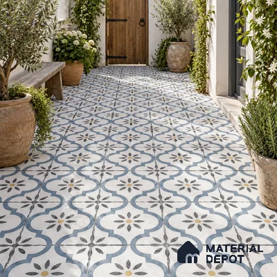 Moroccan Wall & Floor Tile TL 00910 Duster 2 ft x 2 ft Matte Finish Vitrified Tile - 9 mm | Please Expect a Slight Variation of Pattern | Suitable For Kitchen, Foyer, Balcony | Random Designs