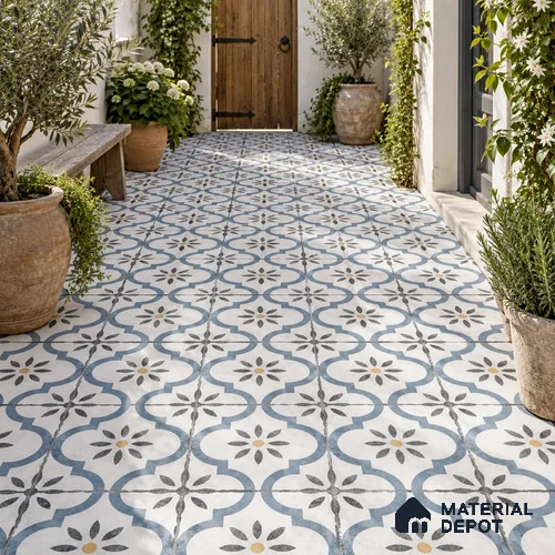 Moroccan Wall & Floor Tile TL 00910 Duster 2 ft x 2 ft Matte Finish Vitrified Tile - 9 mm | Please Expect a Slight Variation of Pattern | Suitable For Kitchen, Foyer, Balcony | Random Designs