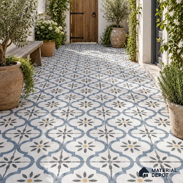 Moroccan Wall & Floor Tile TL 00910 Duster 2 ft x 2 ft Matte Finish Vitrified Tile - 9 mm | Please Expect a Slight Variation of Pattern | Suitable For Kitchen, Foyer, Balcony | Random Designs