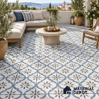 Moroccan Wall & Floor Tile TL 00910 Duster 2 ft x 2 ft Matte Finish Vitrified Tile - 9 mm | Please Expect a Slight Variation of Pattern | Suitable For Kitchen, Foyer, Balcony | Random Designs