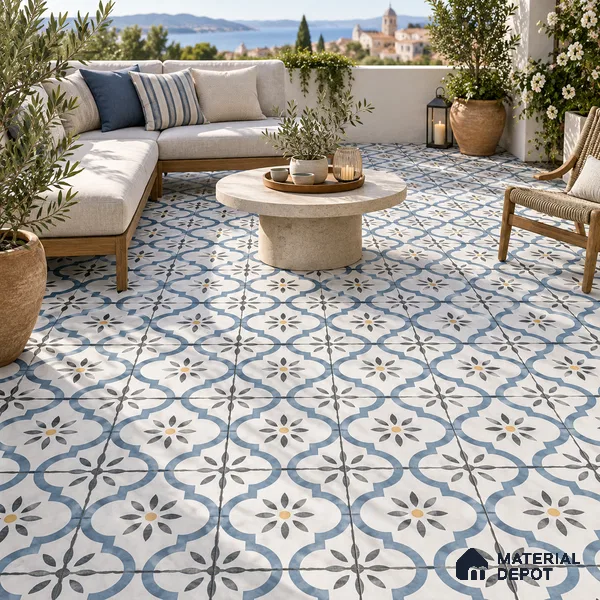 Moroccan Wall & Floor Tile TL 00910 Duster 2 ft x 2 ft Matte Finish Vitrified Tile - 9 mm | Please Expect a Slight Variation of Pattern | Suitable For Kitchen, Foyer, Balcony | Random Designs