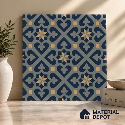 Moroccan Wall & Floor Tile TL 00911 Rangoli Green 2 ft x 2 ft Matte Finish Vitrified Tile | Please Expect a Slight Variation of Pattern | Suitable For Balcony, Kitchen, Dining Area