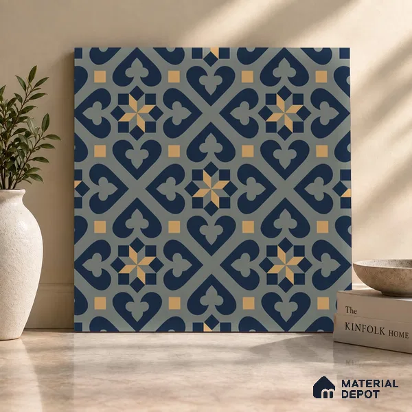 Moroccan Wall & Floor Tile TL 00911 Rangoli Green 2 ft x 2 ft Matte Finish Vitrified Tile | Please Expect a Slight Variation of Pattern | Suitable For Balcony, Kitchen, Dining Area