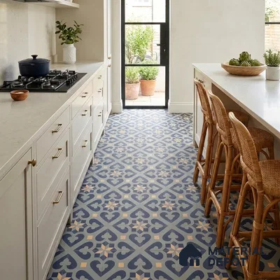 Moroccan Wall & Floor Tile TL 00911 Rangoli Green 2 ft x 2 ft Matte Finish Vitrified Tile | Please Expect a Slight Variation of Pattern | Suitable For Balcony, Kitchen, Dining Area