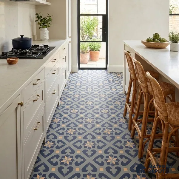 Moroccan Wall & Floor Tile TL 00911 Rangoli Green 2 ft x 2 ft Matte Finish Vitrified Tile | Please Expect a Slight Variation of Pattern | Suitable For Balcony, Kitchen, Dining Area