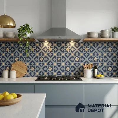Moroccan Wall & Floor Tile TL 00911 Rangoli Green 2 ft x 2 ft Matte Finish Vitrified Tile | Please Expect a Slight Variation of Pattern | Suitable For Balcony, Kitchen, Dining Area