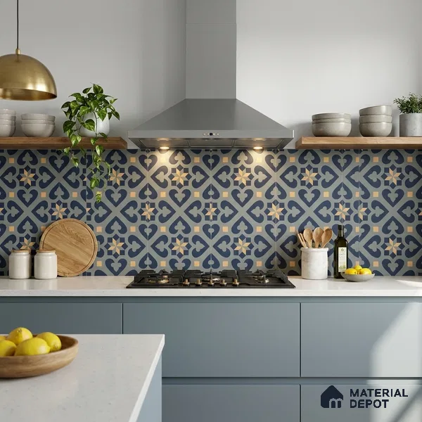 Moroccan Wall & Floor Tile TL 00911 Rangoli Green 2 ft x 2 ft Matte Finish Vitrified Tile | Please Expect a Slight Variation of Pattern | Suitable For Balcony, Kitchen, Dining Area