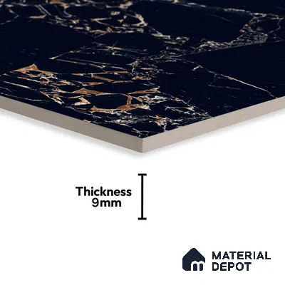 Marble Portoro Wall & Floor Tile TL 00923 Jet Black 4 ft x 2 ft Matte Finish Vitrified Tile - 9 mm | Suitable For Living Room, Bedroom, Kitchen