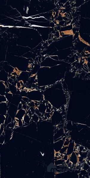 Marble Portoro Wall & Floor Tile TL 00923 Jet Black 4 ft x 2 ft Matte Finish Vitrified Tile - 9 mm | Suitable For Living Room, Bedroom, Kitchen