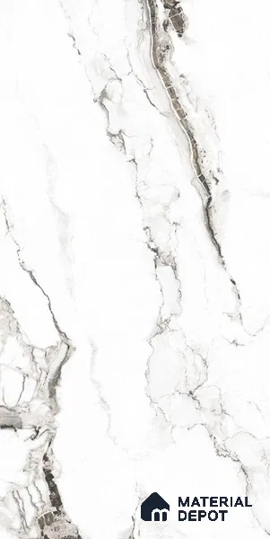Marble Calacatta Wall & Floor Tile TL 00925 Off-White 4 ft x 2 ft Matte Finish Vitrified Tile - 9 mm | Suitable For Living Room, Bedroom, Kitchen