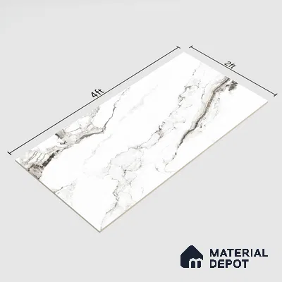 Marble Calacatta Wall & Floor Tile TL 00925 Off-White 4 ft x 2 ft Matte Finish Vitrified Tile - 9 mm | Suitable For Living Room, Bedroom, Kitchen