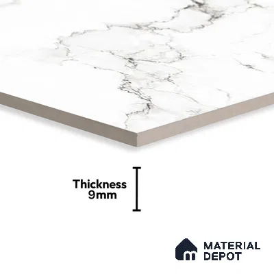 Marble Calacatta Wall & Floor Tile TL 00925 Off-White 4 ft x 2 ft Matte Finish Vitrified Tile - 9 mm | Suitable For Living Room, Bedroom, Kitchen