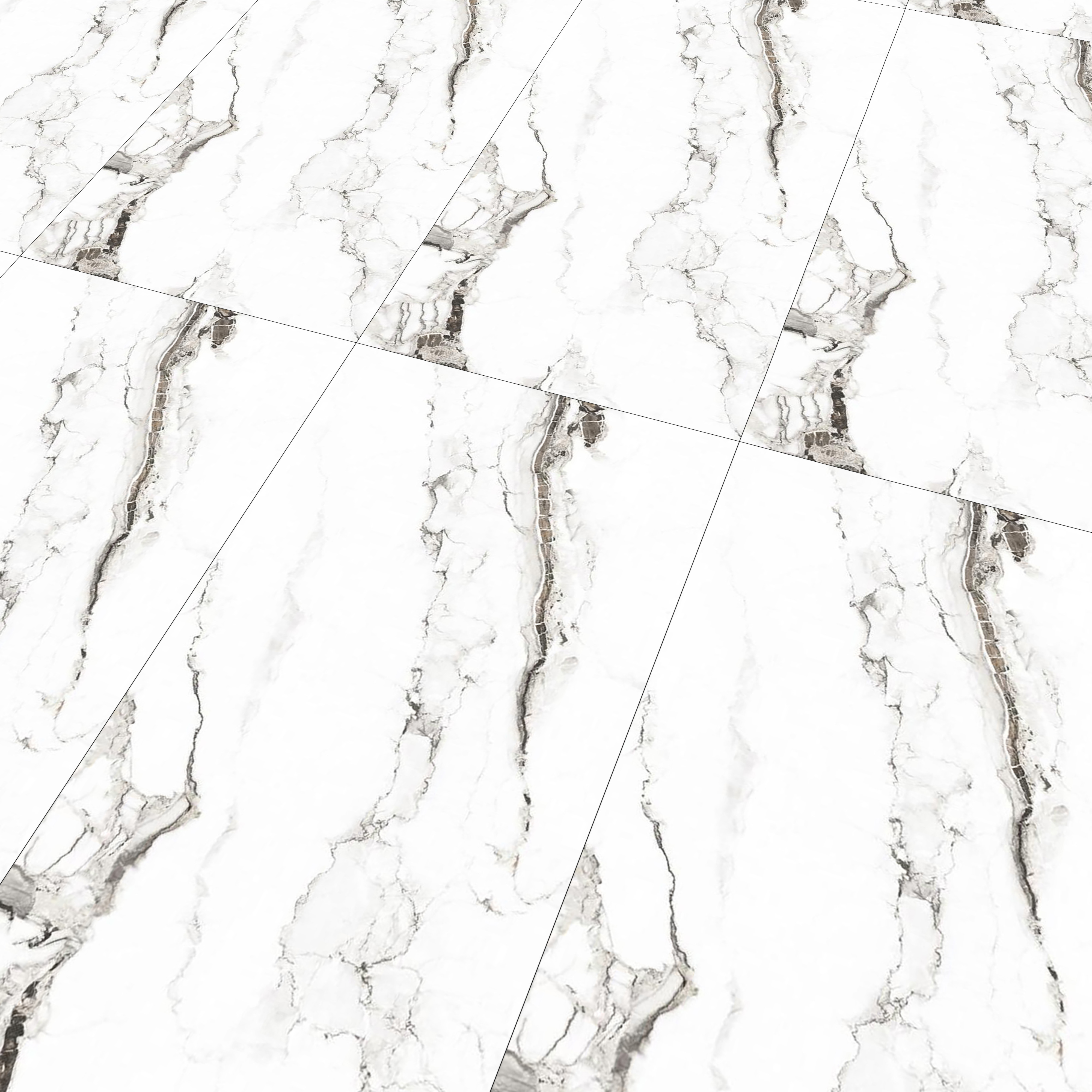 Marble Calacatta Wall & Floor Tile TL 00925 Off-White 4 ft x 2 ft Matte Finish Vitrified Tile - 9 mm | Suitable For Living Room, Bedroom, Kitchen