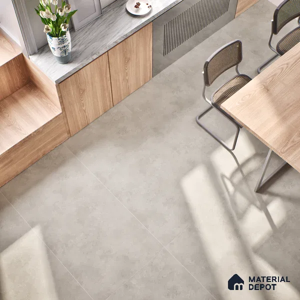 Cement Floor & Wall Tile | TL 00933 Stonex Bianco 4 ft x 2 ft Matte Finish Vitrified Tile | Suitable For Living Room, Bedroom, Bathroom