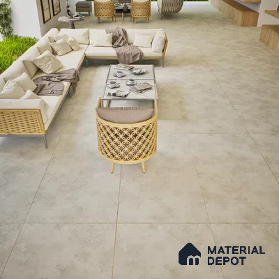 Cement Floor & Wall Tile | TL 00933 Stonex Bianco 4 ft x 2 ft Matte Finish Vitrified Tile | Suitable For Living Room, Bedroom, Bathroom
