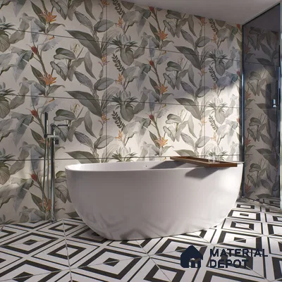 Tropical Wall Tile TL 00936 C Marlboro Ice Decor 2 4 ft x 2 ft Carving Matte Finish Vitrified Tile - 9 mm | Suitable for Bathroom, Accent/Feature Wall, Foyer