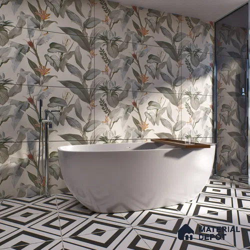 Tropical Wall Tile TL 00936 C Marlboro Ice Decor 2 4 ft x 2 ft Carving Matte Finish Vitrified Tile - 9 mm | Suitable for Bathroom, Accent/Feature Wall, Foyer