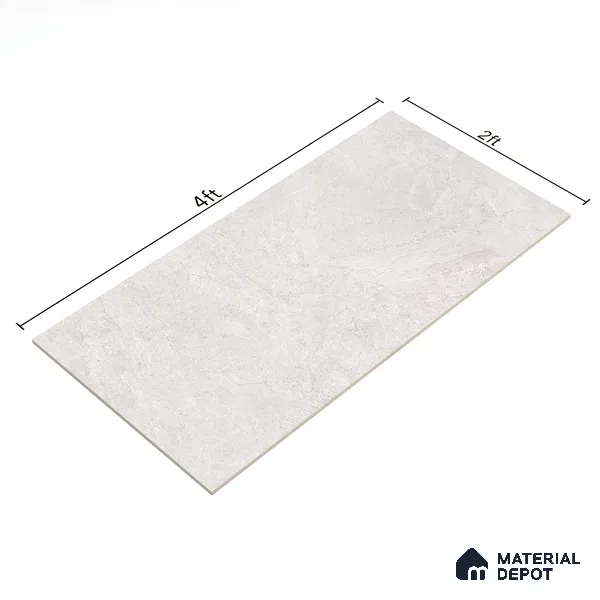 Cement Look Wall & Floor Matte Finish Off-White Vitrified Tile | TL 00943 4 ft x 2 ft - 9 mm | Suitable For Living Room, Hall & Study