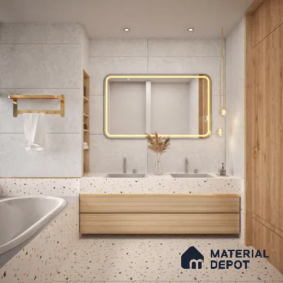 Cement Look Wall & Floor Matte Finish Off-White Vitrified Tile | TL 00943 4 ft x 2 ft - 9 mm | Suitable For Living Room, Hall & Study