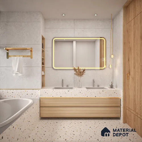 Cement Look Wall & Floor Matte Finish Off-White Vitrified Tile | TL 00943 4 ft x 2 ft - 9 mm | Suitable For Living Room, Hall & Study