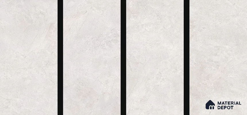 Cement Look Wall & Floor Matte Finish Off-White Vitrified Tile | TL 00943 4 ft x 2 ft - 9 mm | Suitable For Living Room, Hall & Study