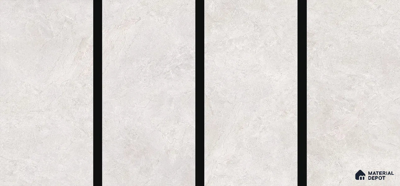 Cement Look Wall & Floor Matte Finish Off-White Vitrified Tile | TL 00943 4 ft x 2 ft - 9 mm | Suitable For Living Room, Hall & Study
