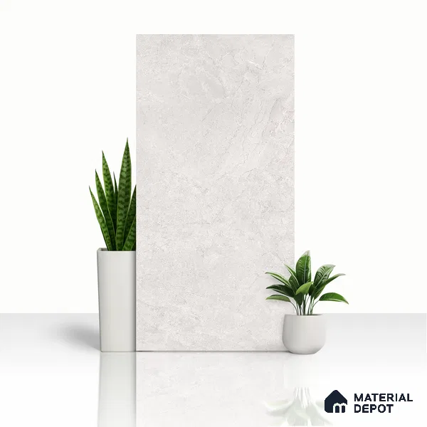 Cement Look Wall & Floor Matte Finish Off-White Vitrified Tile | TL 00943 4 ft x 2 ft - 9 mm | Suitable For Living Room, Hall & Study