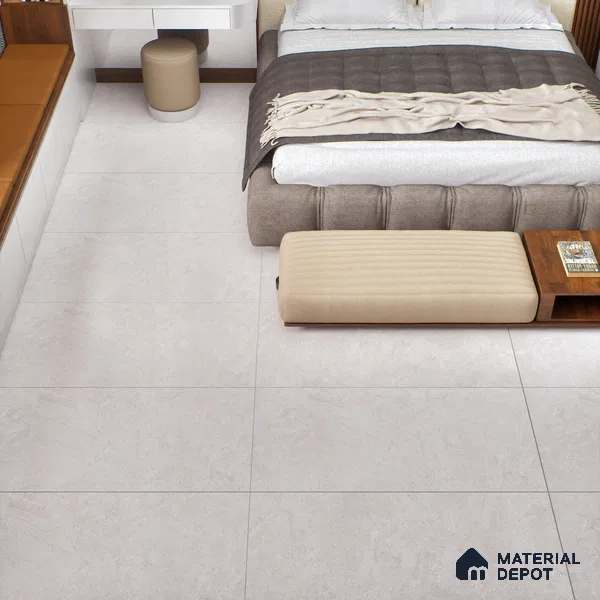 Cement Look Wall & Floor Matte Finish Off-White Vitrified Tile | TL 00943 4 ft x 2 ft - 9 mm | Suitable For Living Room, Hall & Study