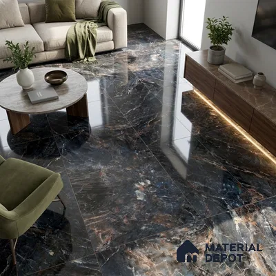 Marble Wall & Floor Tile TL 00953 Blue 4 ft x 2 ft High Gloss Finish Vitrified Tile - 9 mm | Suitable For Living Room, Bedroom, Dining