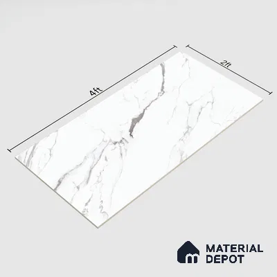 Marble Statuario Wall & Floor Tile TL 00960 Off-White 4 ft x 2 ft Glossy Finish Vitrified Tile - 9 mm | Suitable For Living Room, Bedroom, Dining