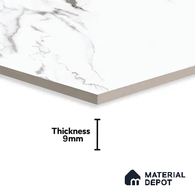 Marble Statuario Wall & Floor Tile TL 00960 Off-White 4 ft x 2 ft Glossy Finish Vitrified Tile - 9 mm | Suitable For Living Room, Bedroom, Dining