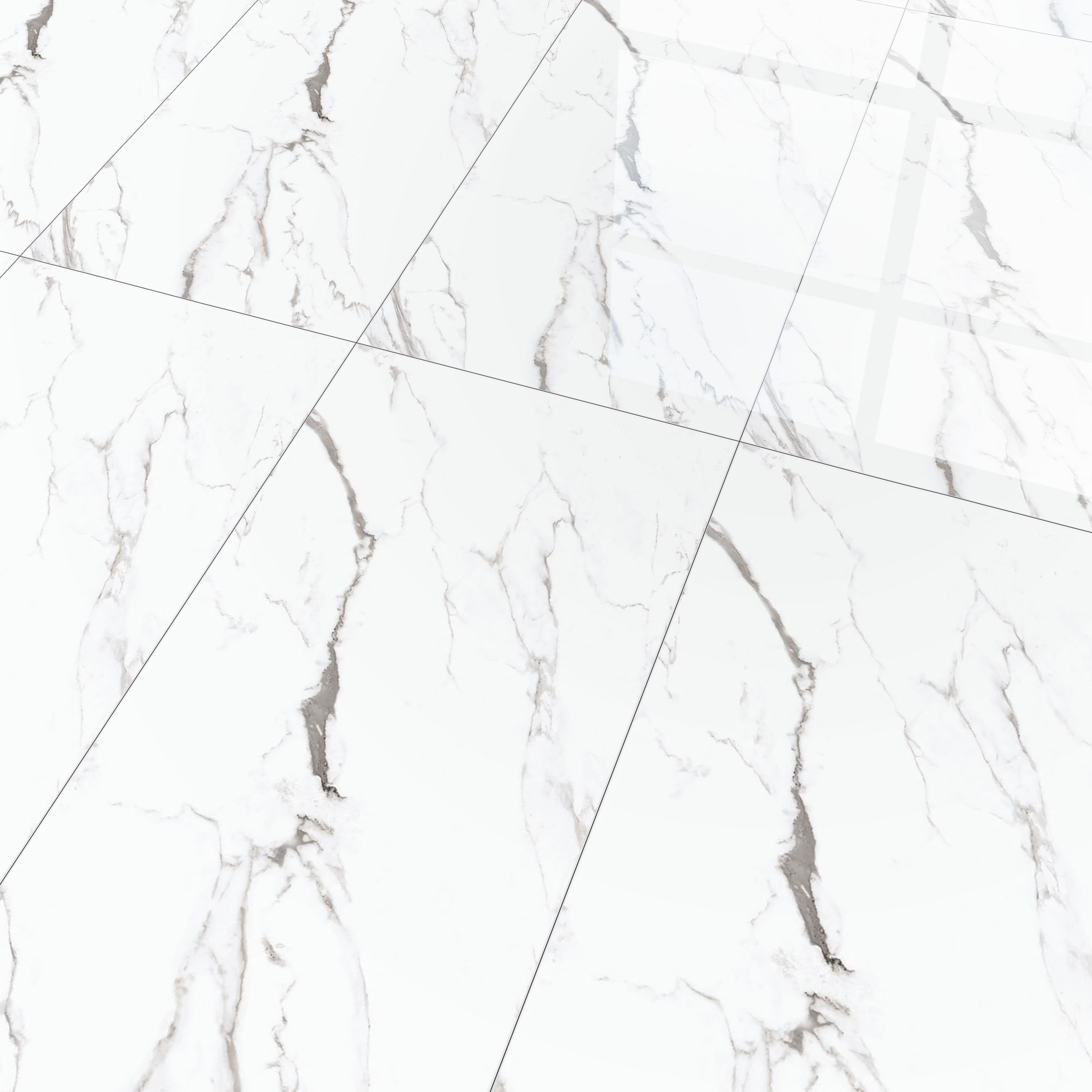 Marble Statuario Wall & Floor Tile TL 00960 Off-White 4 ft x 2 ft Glossy Finish Vitrified Tile - 9 mm | Suitable For Living Room, Bedroom, Dining