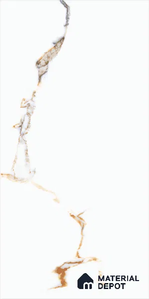 Marble Statuario Wall & Floor Tile TL 00963 Pure White 4 ft x 2 ft Glossy Finish Vitrified Tile - 9 mm | Suitable For Living Room, Bedroom, Dining